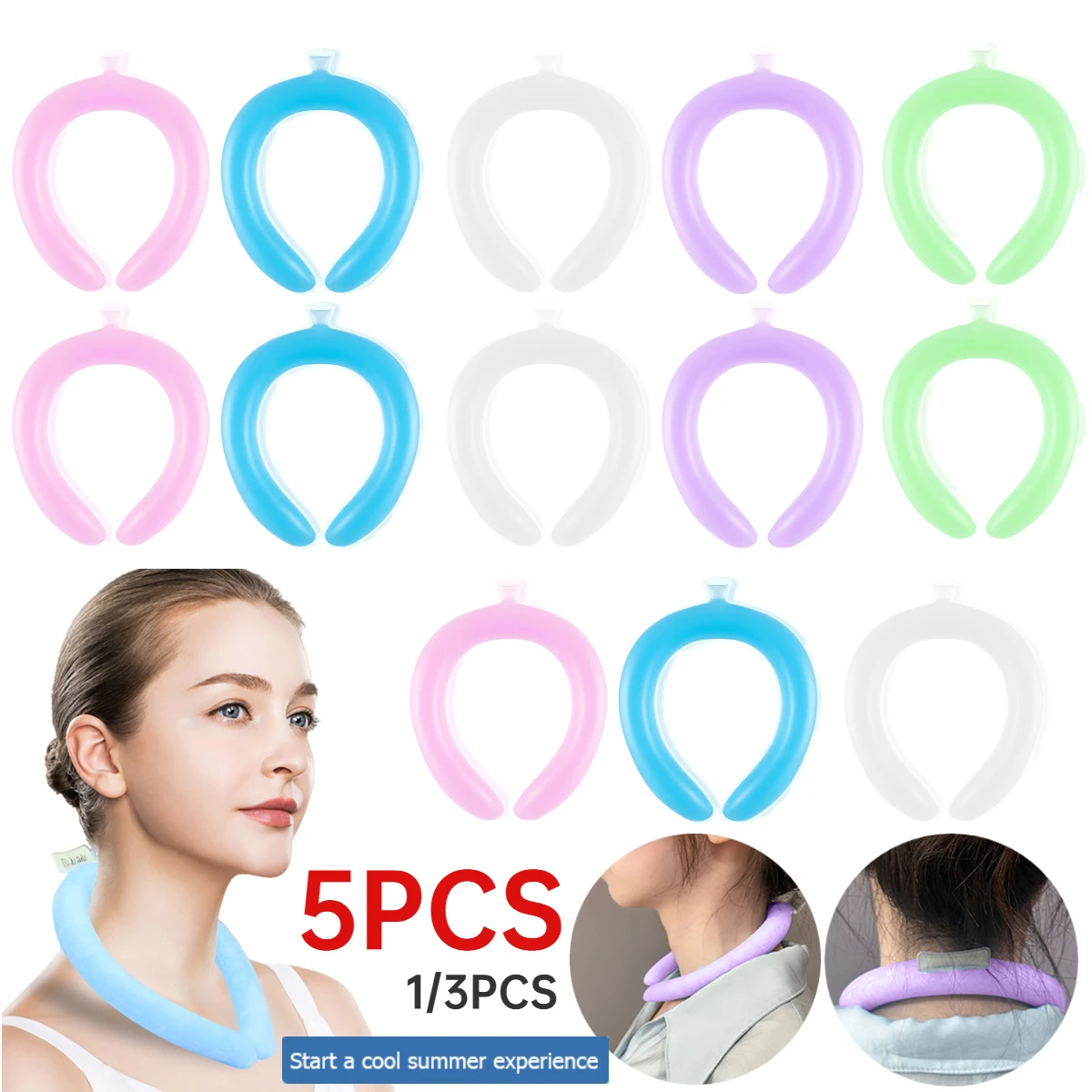 1/3/5PC Reusable Neck Cooling Ring Summer Cooler Rings Portable Cool