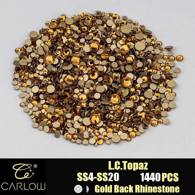 Shiny Gold Back Glass Crystal Rhinestones for DIY Crafts and Nail Art - 1440 Pieces