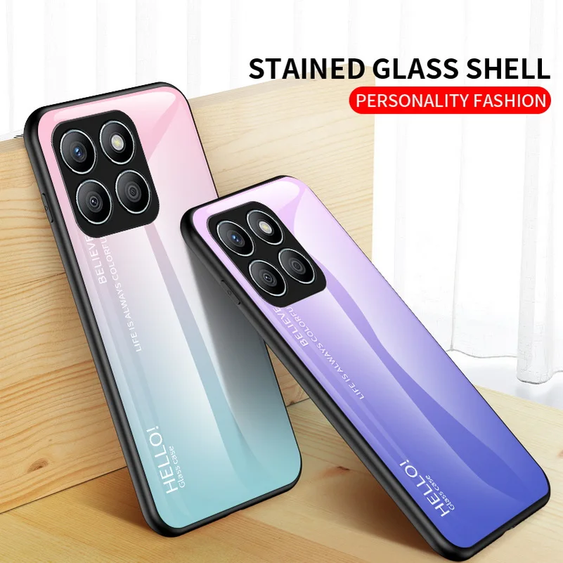 Gradient Tempered Glass Glossy Back Phone Case