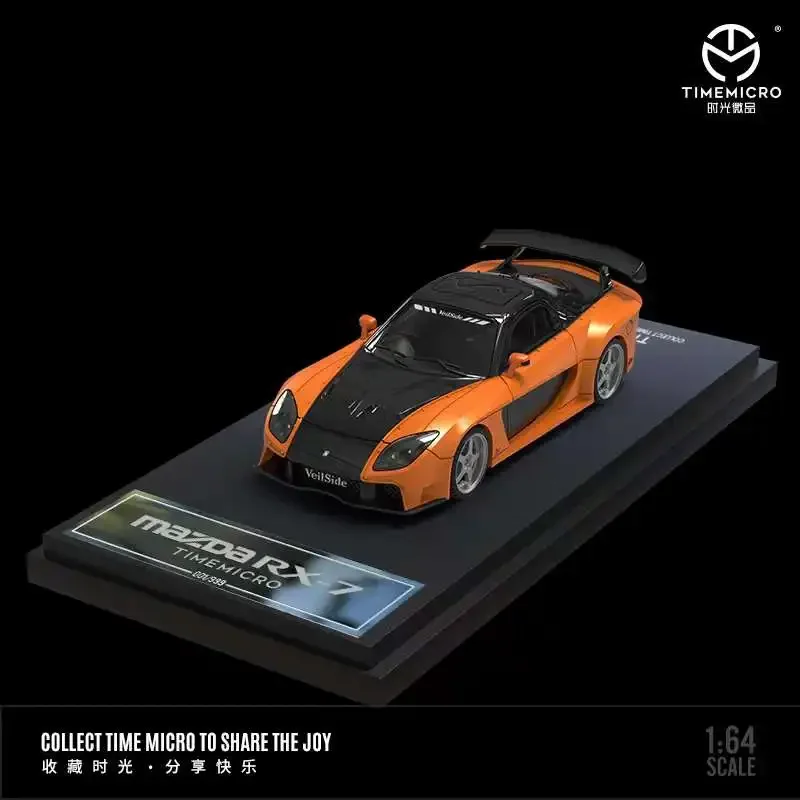 RESTOCK -TimeMicro1:64 Mazda RX-7 Veilside Furious BlackOrange Model Car 3