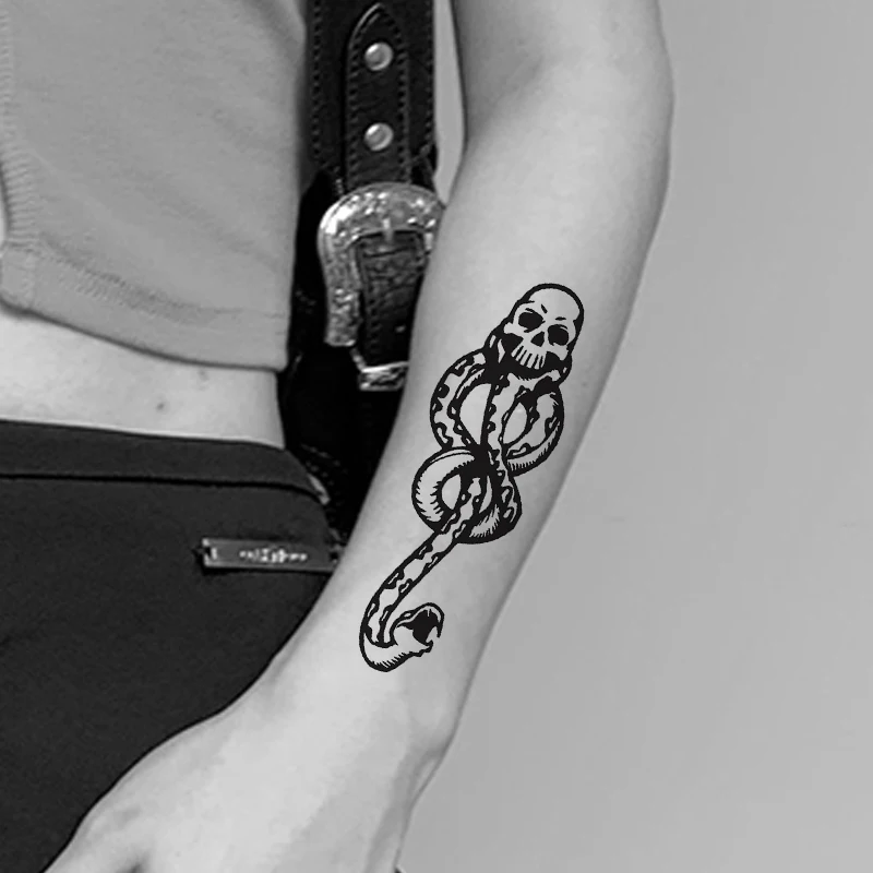 Voldemort Death Eater Snake Stick Tattoo Sticker Nero Scuro Personalizzato Arm Art Tattoo Sticker