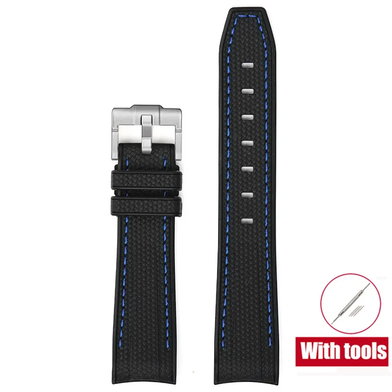 20mm Premium Diving Strap - Arc Curved End TPU Rubber Bracelet with Watch Band Tools
