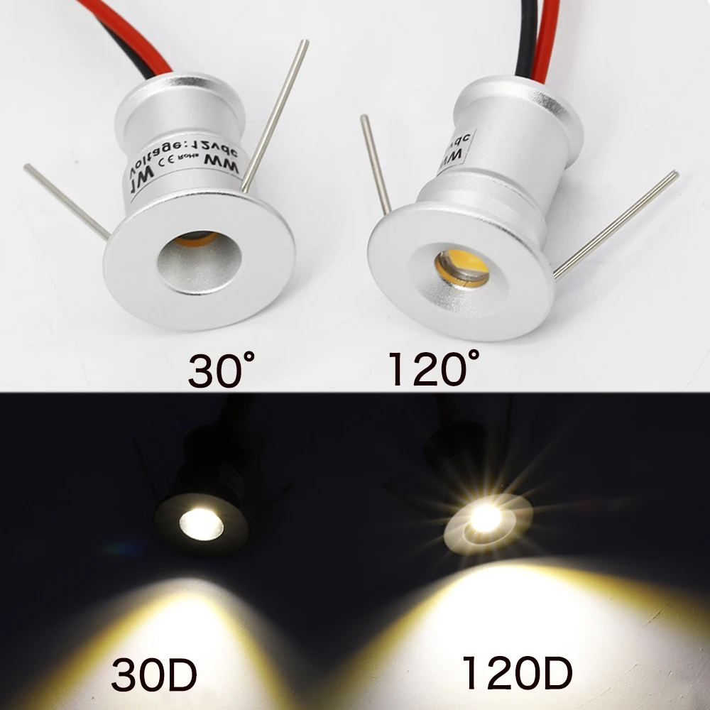 IP65 Mini Spotlight 15mm 1W Recessed Spot Leds Lights 12V Ceiling Downlight Stair Cabinet Spots Lamp with Transformer 110V-220V 4