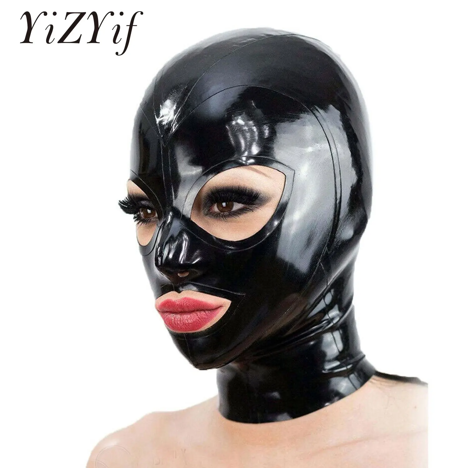 Maschera Con Cappuccio In Lattice Occhi Aperti Maschera Per Bocca E Narici Donna Uomo Cappuccio Unique Club Wear Copricapo Sexy Cosplay Coppie Mascher