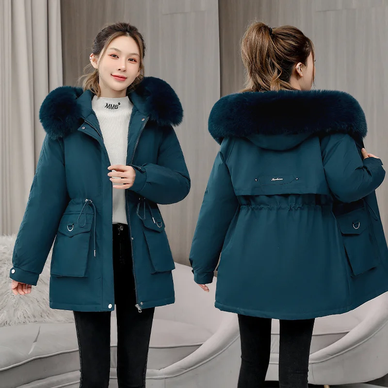 

2023 New Cotton Thicke Warm Winter Jacket Coat Women Casual Parka Winter Clothes Fur Lining Hooded Parka Outerwear Mujer Coats