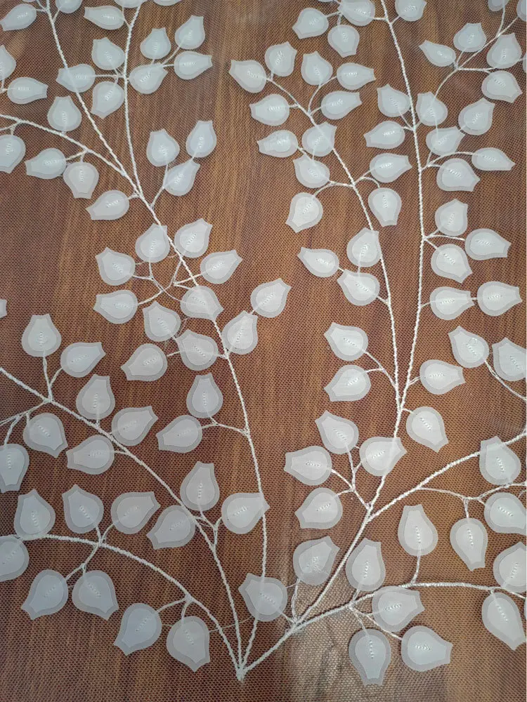 White Small Leaves Wedding Dress Decoration DIY Soft Mesh Lace Fabric