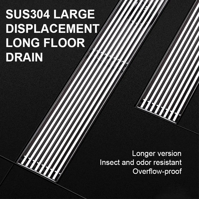 

SUS 304 Stainless Steel Floor Drain 20-120CM Square Waste Filter Drainage Anti-odor Stainless Steel Shower Drain