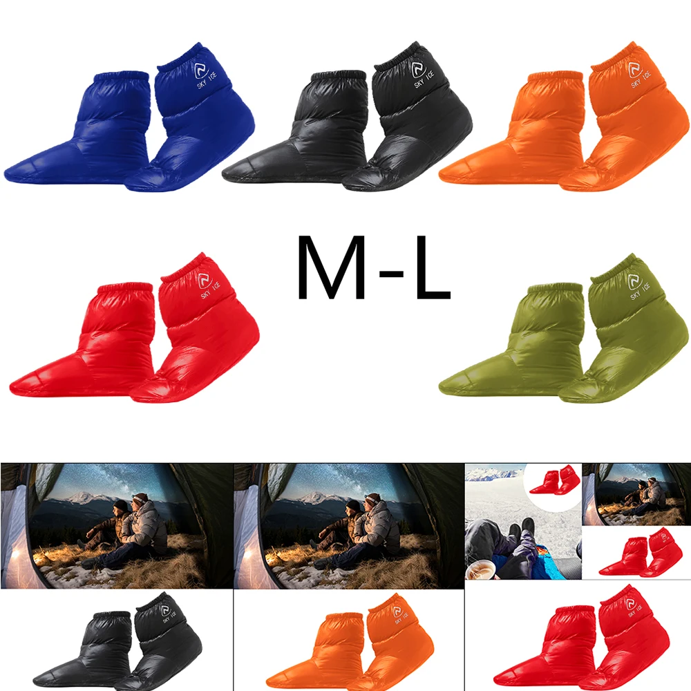 Down Foot Cover Winter Duck Down Booties Socks Outdoor Camping Tent Warm Soft Slippers Boots Winter Warm Feet Cover Waterproof Windproof