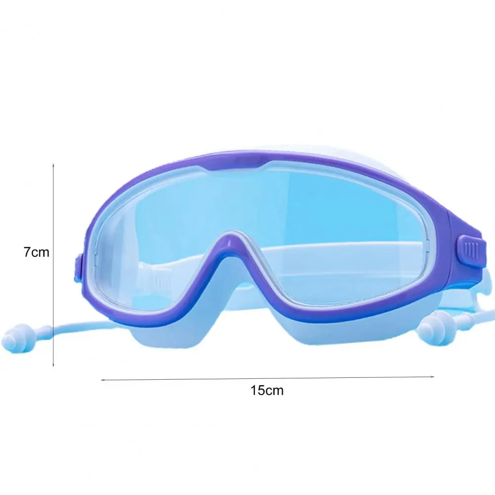 Swimming Glasses Fashion Anti-ultraviolet with Earplugs Underwater Large-frame Goggles with Earplugs for Hot Spring