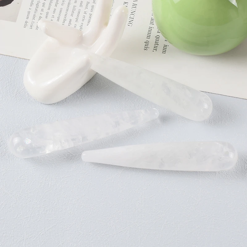 Natural Jade Stone Face Eye Massage Stick Gua Sha Beauty Acupuncture Wand Meridian Scraping Acupoint Therapy Reflexology Tools 5