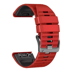 QuickFit Silicone Watchband Bracelet - Premium Strap for Garmin Fenix & Enduro Series (Red Black)