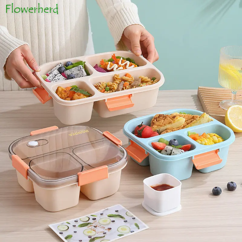 Lunch Bento Box Lunch Containers for Adult/Kid/Toddler with Soup Box  1100/1550ML 4 Compartment Microwave Dishwasher Freezer Safe - AliExpress