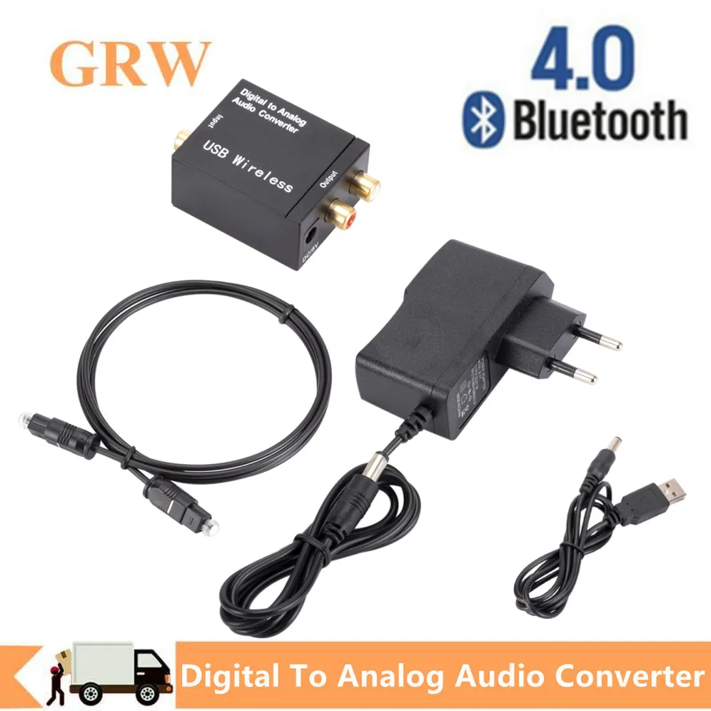 Digital to Analog Audio Converter Optical Fiber Coaxial Signal to Analog DAC With Bluetooth 2*RCA Amplifier Decoder