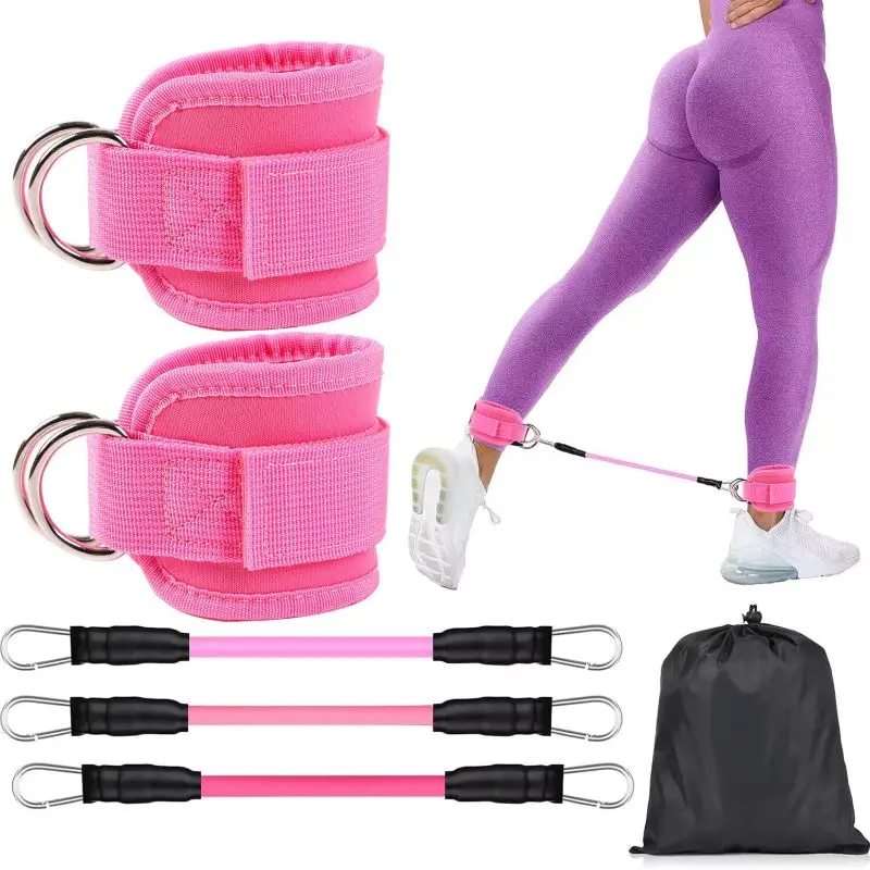 1세트 부티 앵클 레지스턴스 밴드(커프 포함) 태권도 다리 트레이닝 벨트 케이블..