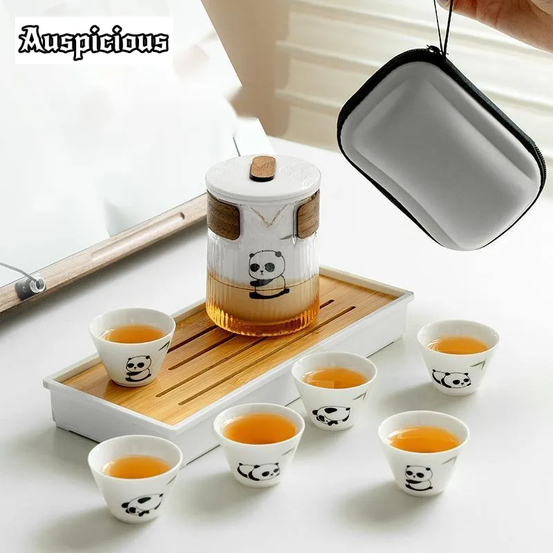 Cute-Panda-Portable-Travel-Glass-Tea-Set-Kit-Vintage-1-Pot-3-Cups-Tea ...