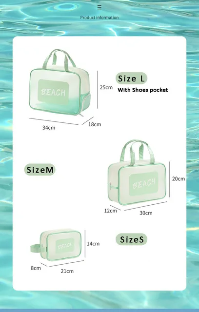 Swimming Packing Cube Bag Summer Beach Pool Cosmetics Handbag Outdoor  Sports Waterproof Transparent PVC Package Pouch XA119B