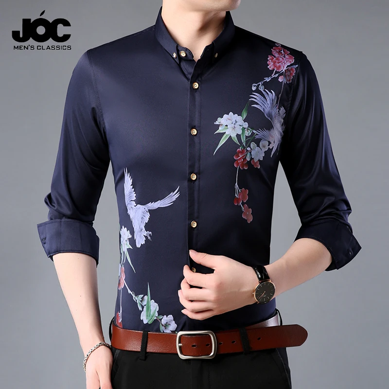 

New Spring and Autumn Men's Flower Print Long sleeved Shirt Men's Sleeves Slim Fit Casual Shirt Hot Selling Spot Top