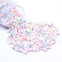100pcs Rainbow Rubber Band Accessories Manual Diy White Letter Beads Acrylic Beads Children's Educational Toys 0.6cm  Loom 4