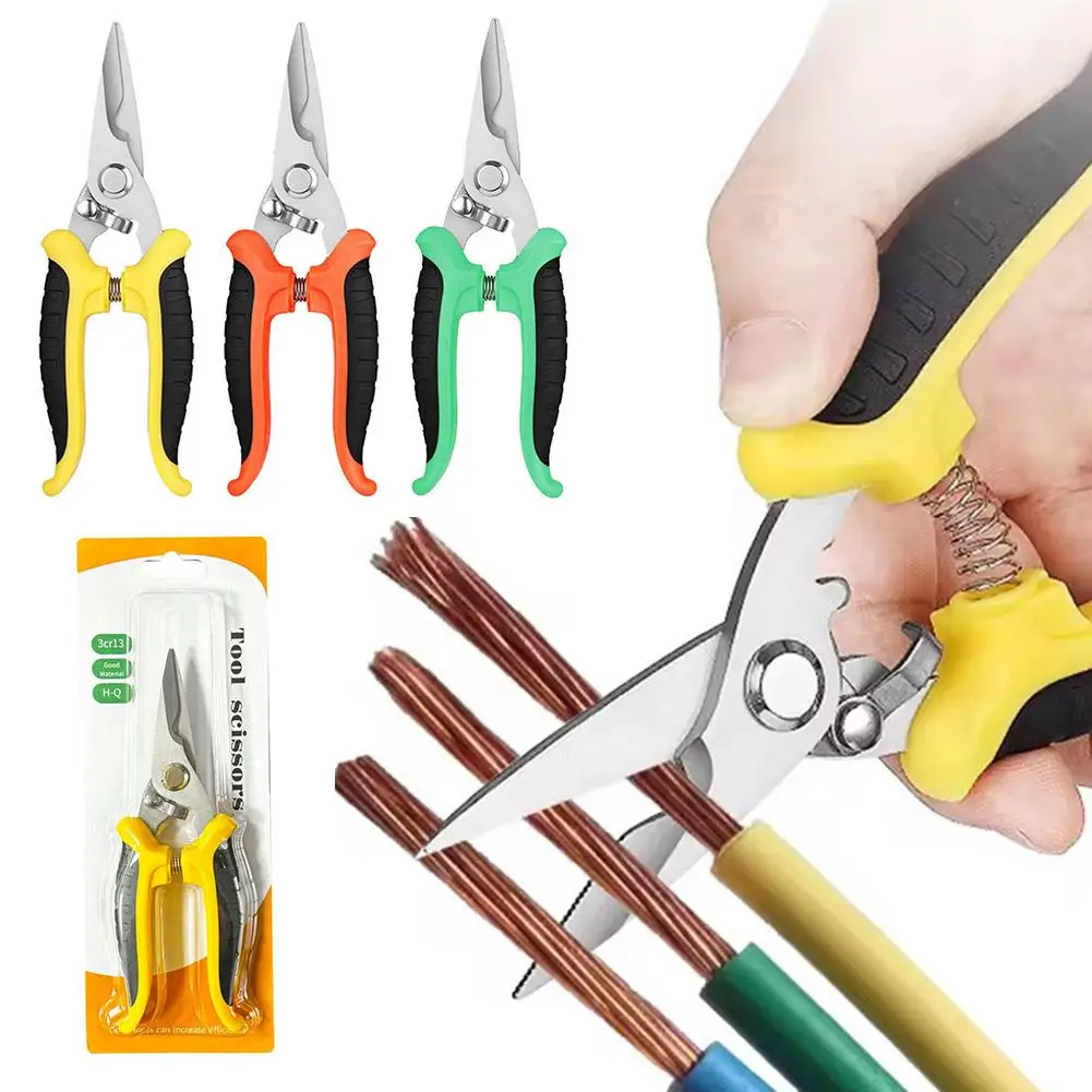 

Stainless Steel Electrician Scissors Multi-Purpose Manual Scissors Serrated Electrician Shears For Cut Electrical Wire Iron Y8Z4