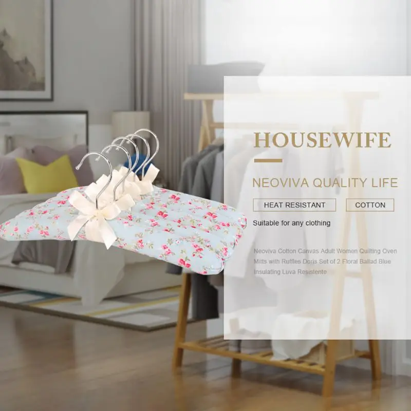 1PC Cotton Fabric Sponge Wood Hanger Creative Elegant Non-Slip Hook Hanger for Women Foam Sweater Clothes Random Colors 3