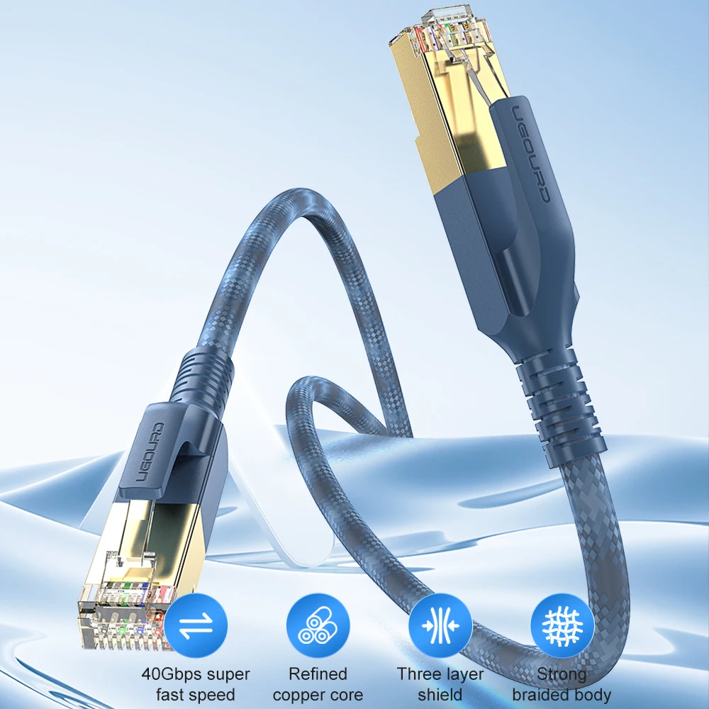 RJ45 CAT8 Ethernet Cable Braided Gradient Color 40Gbps CAT 8 Network Cable Internet Lan Patch Cord for Laptops PS 4 Router Round BEST SELLERS