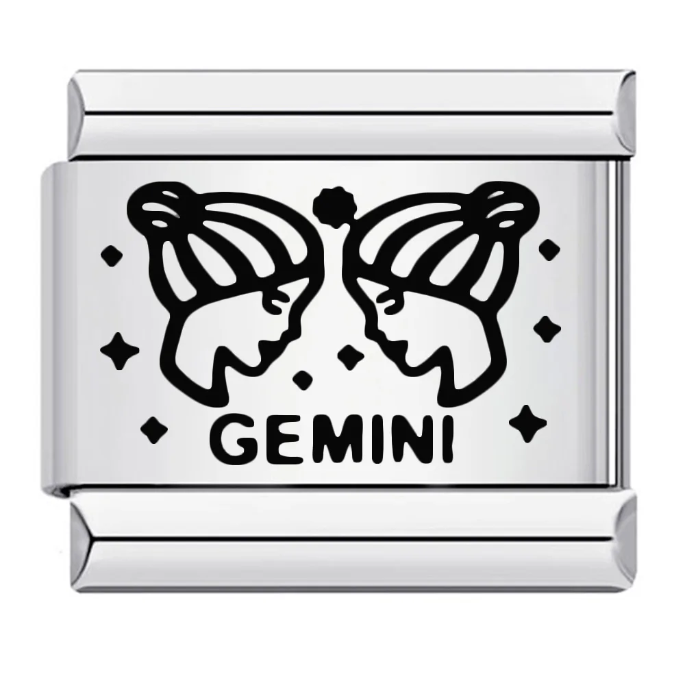 1pc Italienische Elastische Charms Links Fit Edelstahl 9mm Hand Kette Silber Farbe Trend Laser Konstellation DIY Schmuck machen – Detail 4
