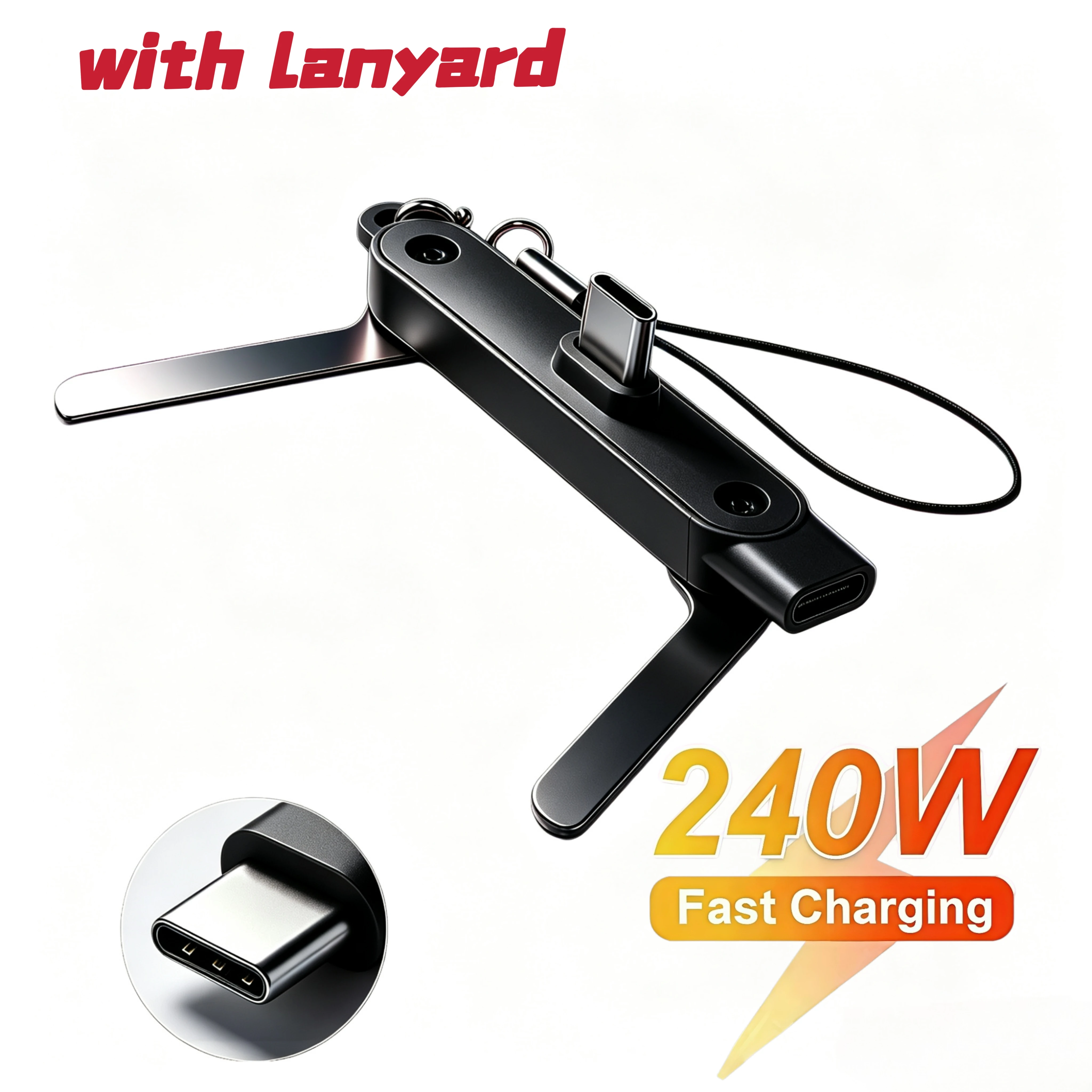 ตัวเลือกสินค้า อะแดปเตอร์ชาร์จเร็ว USB-C พับได้ กำลังไฟ 240W พร้อมสายถอดได้