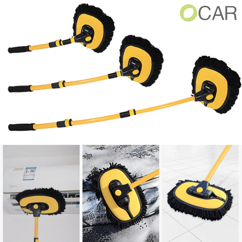 Telescoping Car Washing Mop Long Handle Chenille Brush Head Car Body