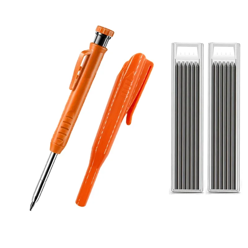 Durable Carpenter Pencil with Refill Lead and Built-in Sharpener for Precision Woodworking