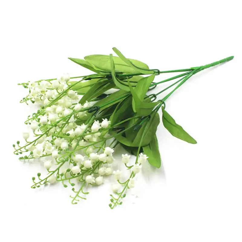 

Artificial Lily Of The Valley Flowers Fake Plastic Lily Flower Wedding Bouquet Lily Bouquet for Home Office Wedding Party Decor