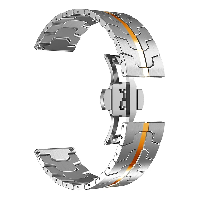 Premium Stainless Steel Watch Band - Elegant Metal Bracelet Strap, 46mm