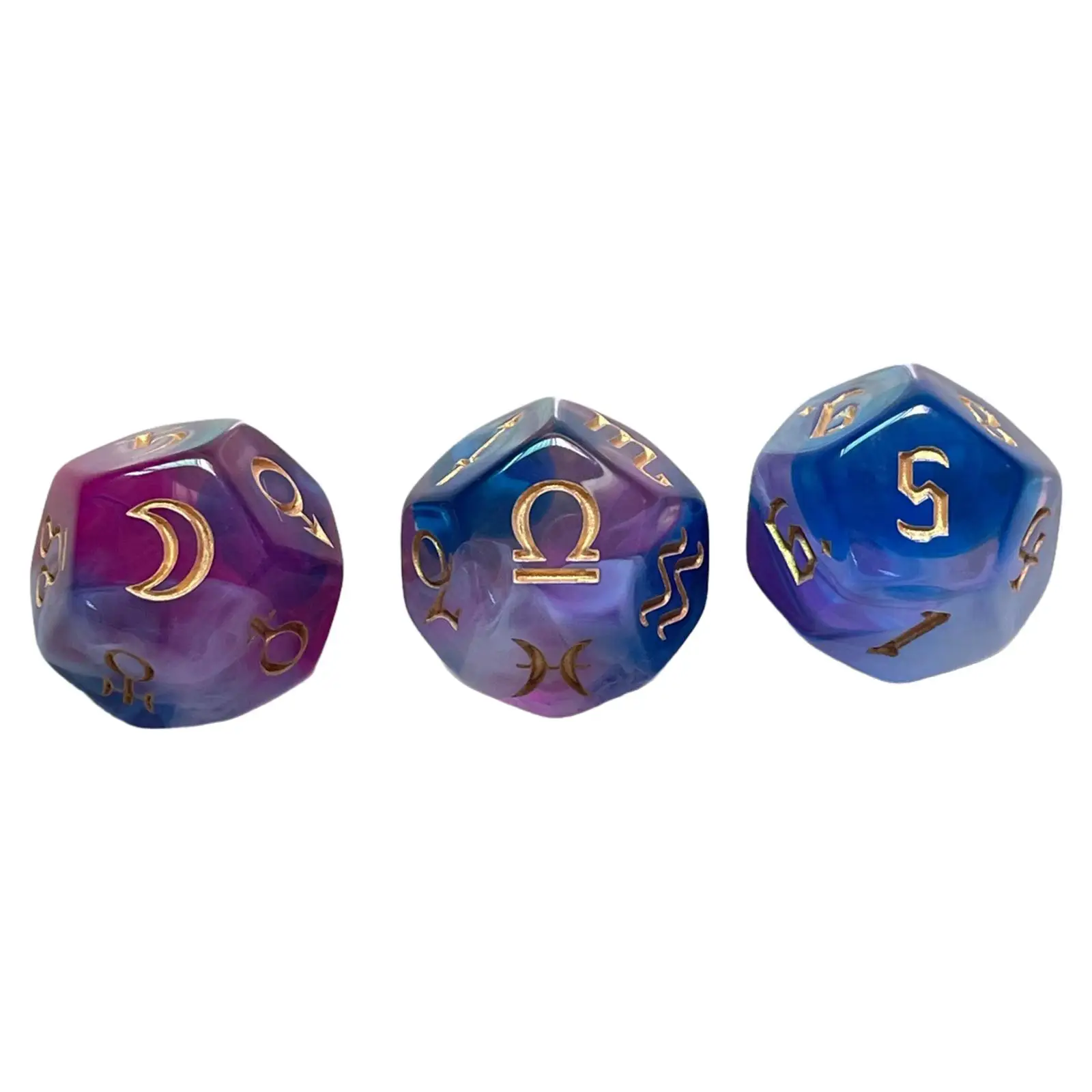 3Pcs Astrology Toys Props 12 Sided Acrylic Polyhedral for Games