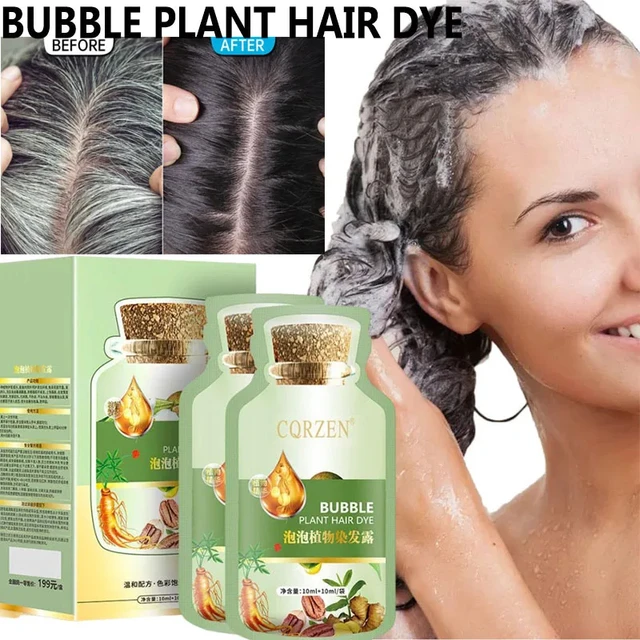Pure Natural Herbal Hair Dye Shampoo Change Hair Color Cover Gray Hair White Hair Treatment Bubble Plant Hair Dye Hair Care 2