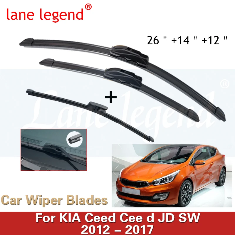 

Front Rear Wiper Blades For Kia Ceed Cee d JD SW 2012 - 2017 Windshield Windscreen Accessories Window Silicone Cover