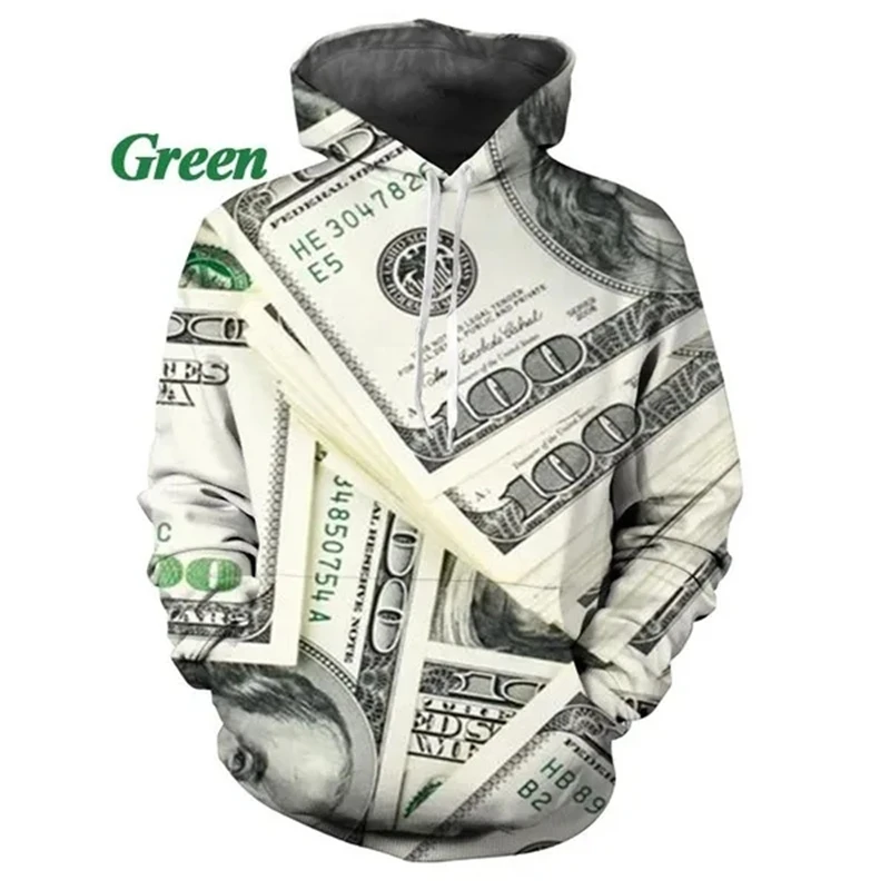 thumbnail image 1 of Nuevas sudaderas con capucha 3D con estampado de dólares divertidos para hombres y mujeres, sudaderas con capucha gráficas 3D personalizadas de estilo hip-hop callejero, ropa informal y cómoda para ho, 1 of 5