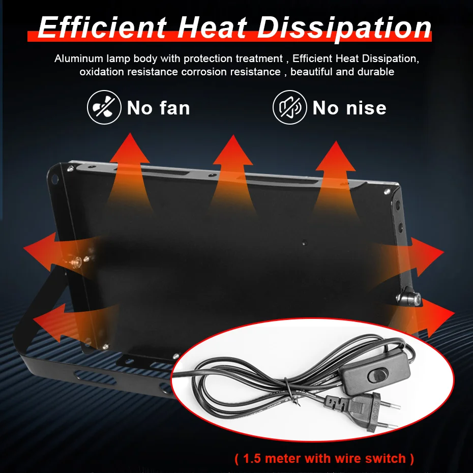 Description Picture 4 of item50W 100W 300W RGB Flood Light Outdoor Spotlight Lighting IP65 Waterproof LED EU Plug Floodlights With Remote Control AC 220V