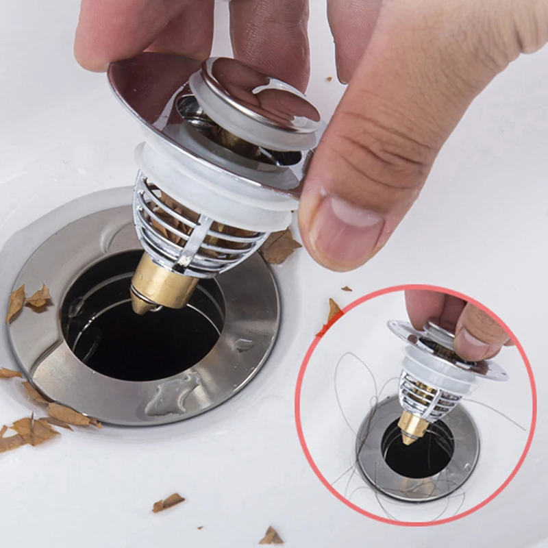 Universal Copper Popup Bounce Core Basin Drain Filter Hair Catcher
