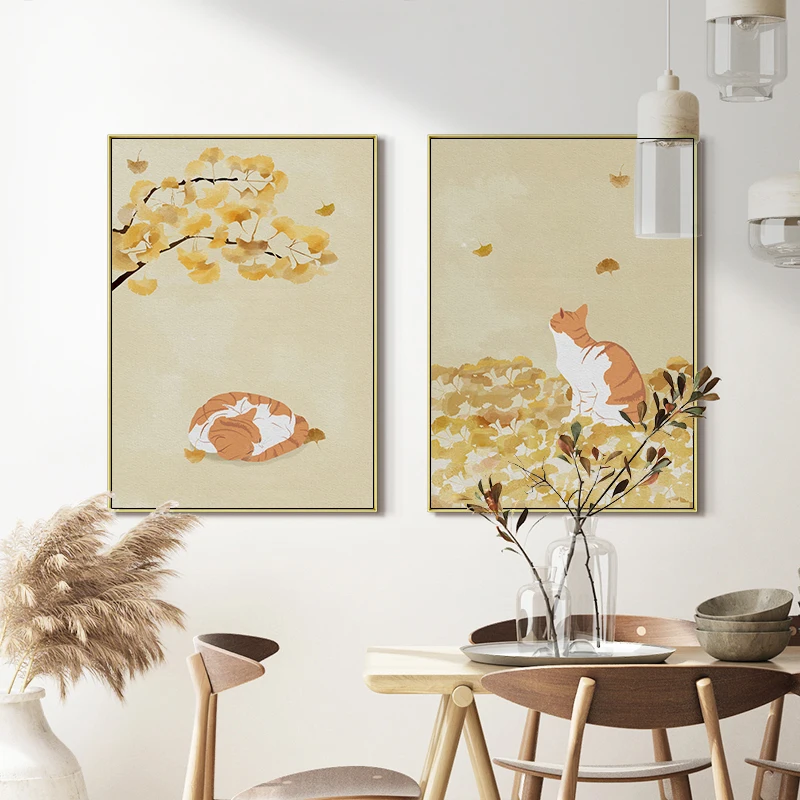 

Современные ботанические картины, плакаты с листьями, фрески для спальни, домашний декор, настенные картины с кошкой, картины на холсте с животными,