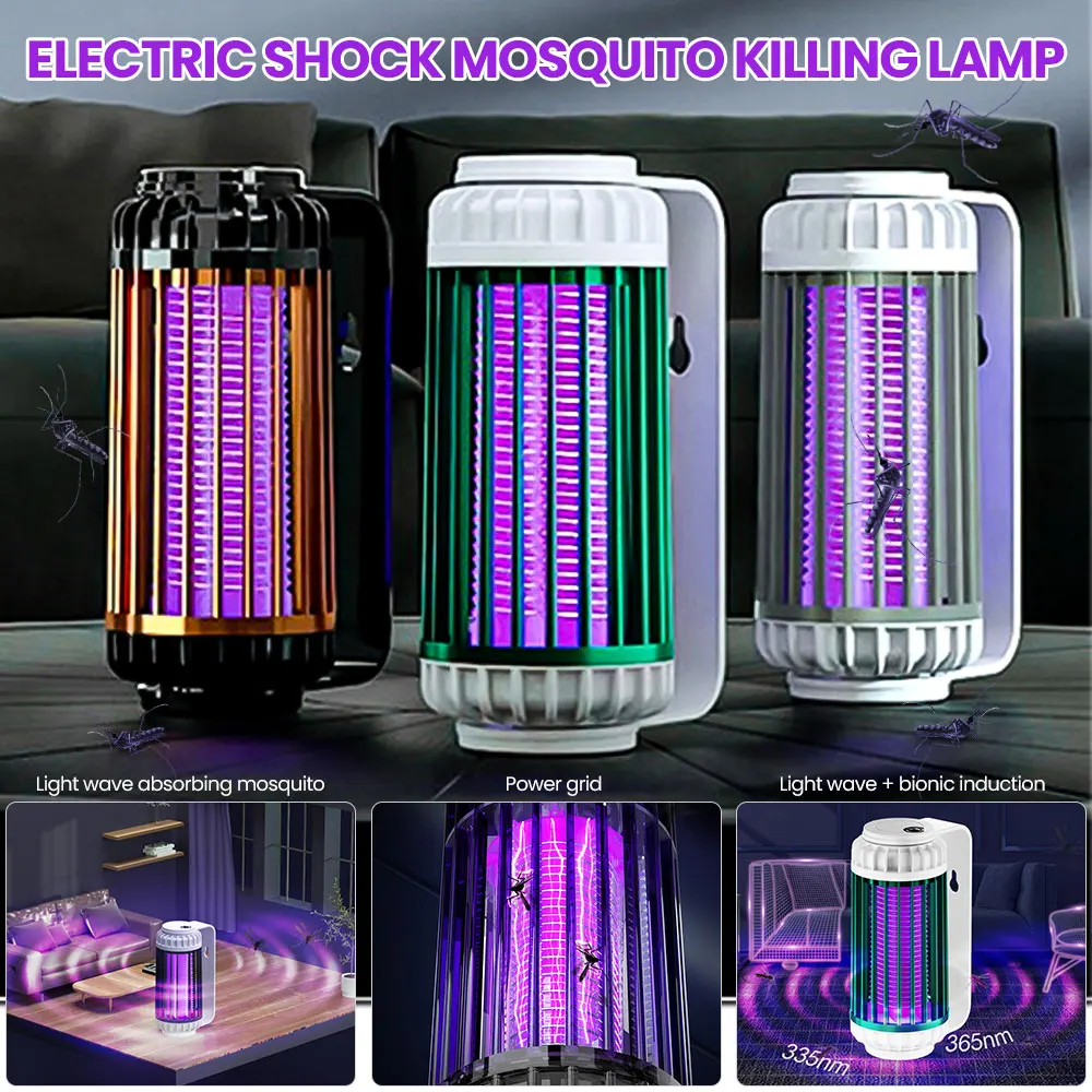 Lampada Per Assassino Di Insetti Per Zanzare Con Aspirazione A Scossa Elettrica 365Nm Repellente Per Inalazione Di Luce Uv Fa Zapper Ricaricabile Usb