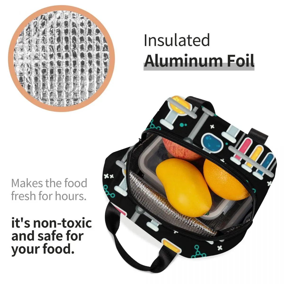 Amazing Chemistry Insulated Lunch Bags for Women Science Laboratory Technology Portable Cooler Thermal Bento Box Camping Travel