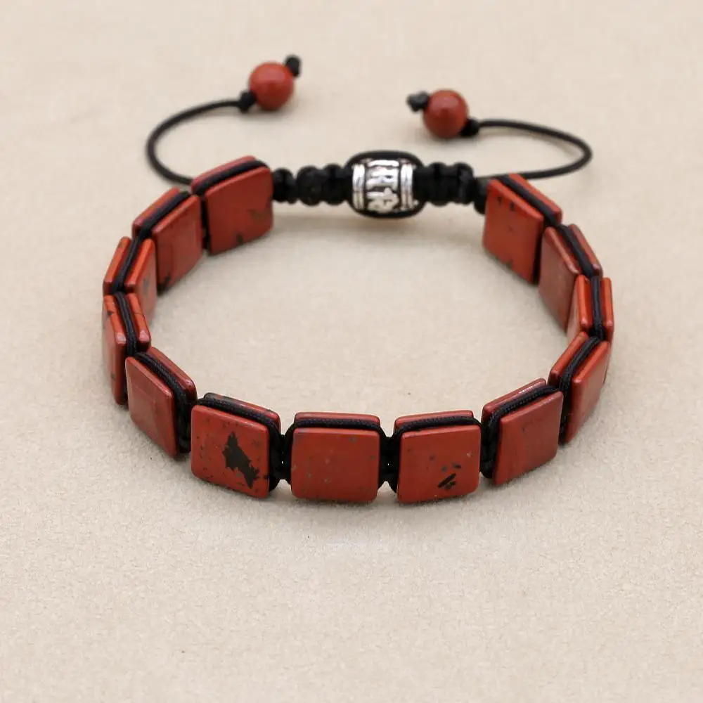 10MM Handmade Natural Red Jasper Stone Beads Braided Bracelet Bohemia Women Men Friendship Charm Bangles Couples Jewelry