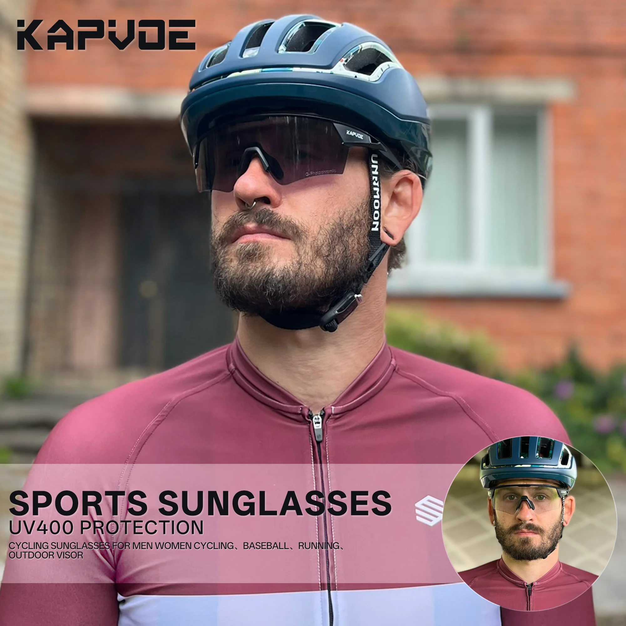 Kapvoe Photochromic Cycling Glasses Lighteight UV400 Sunglasses for Men Women Bike MTB Outdoor Eyewear Riding Driving Running