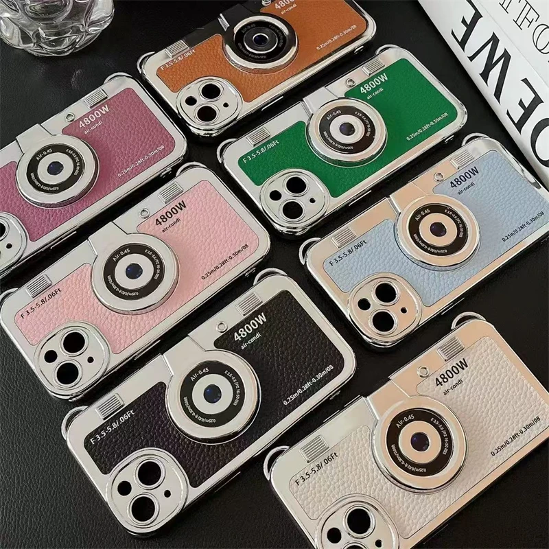 3D Luxury Retro Camera-Style Phone Case with Hand Rope Cover
