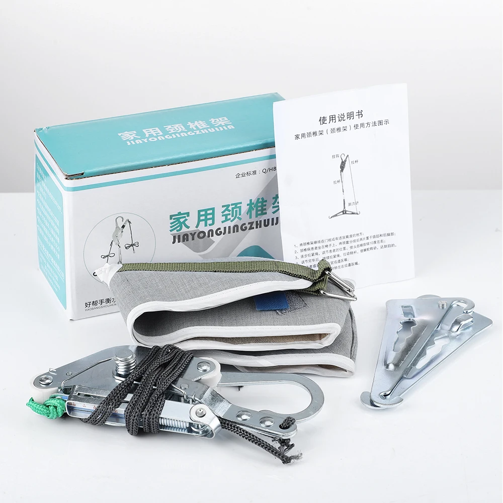 ערכת גרירה לצוואר תלויה מעל הדלת עם כרית חגורה מתכווננת לתיקון שרירי הצוואר ומתיחת הגב והראש