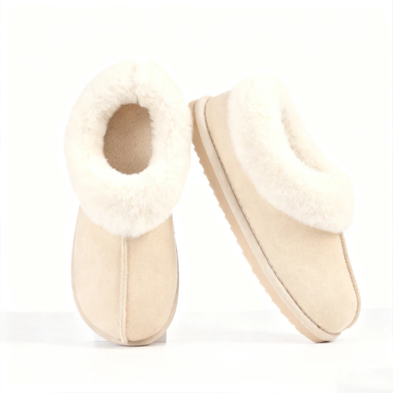 Shevalues Winter-Plüschfutter-Hausschuhe für Damen, rutschfeste Hausschuhe mit flachem Boden, flauschige, warme, gemütliche Outdoor-Damen-Baumwollschuhe – Detail 1