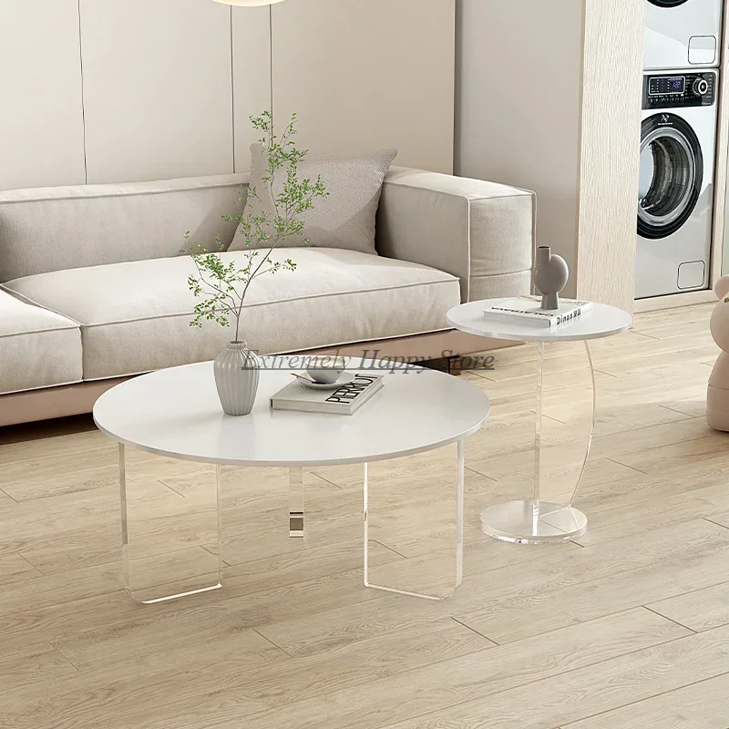 

Modern Mobile Coffee Tables Round Glass Minimalist Luxury Coffee Table Designer Unique Mesa Auxiliar Living Room Furnitures