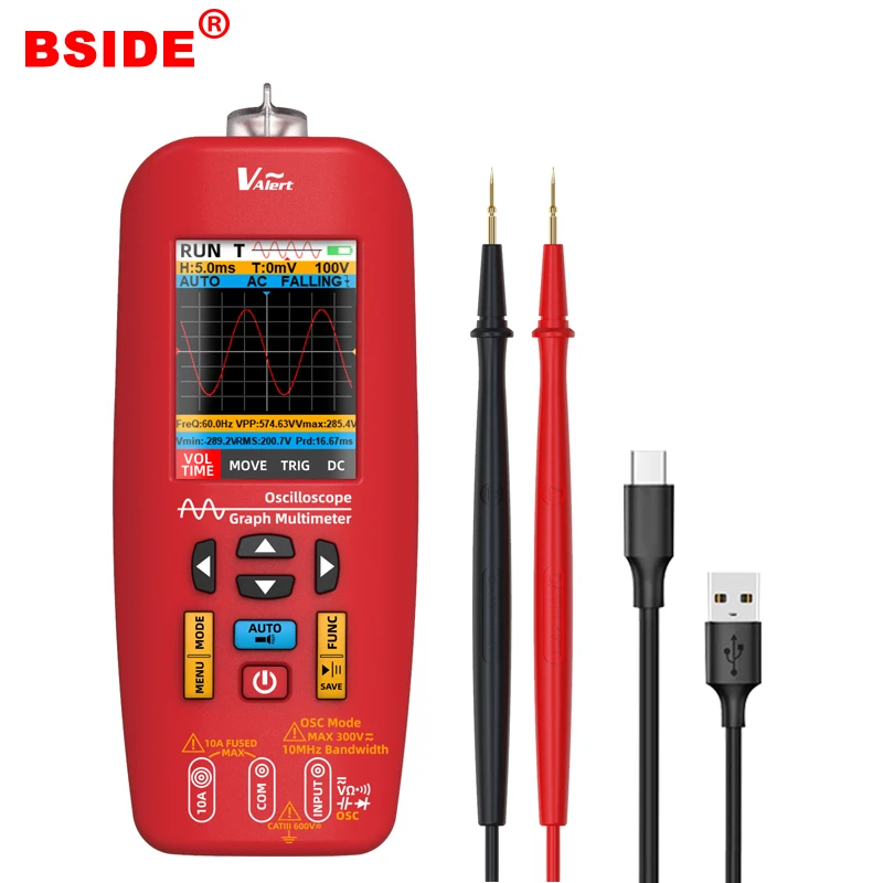 

BSIDE Digital Oscilloscope Handheld Professional DC AC Multimeter True RMS Current Voltage Capacitance Ohm Diode NCV Hz Tester