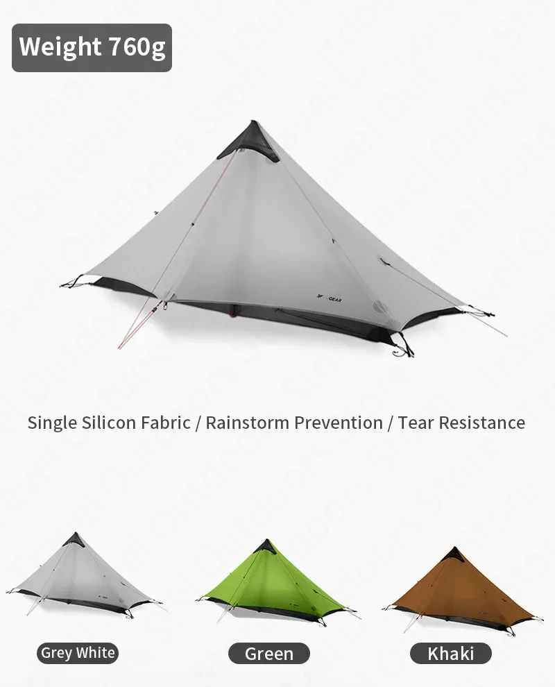3F UL GEAR LANSHAN1 Ultraleichtes Einzelzelt für Camping, Outdoor und Wandern, 15D Nylon, 3/4-Jahreszeiten-Zelt, Wasserdicht – Detail 5