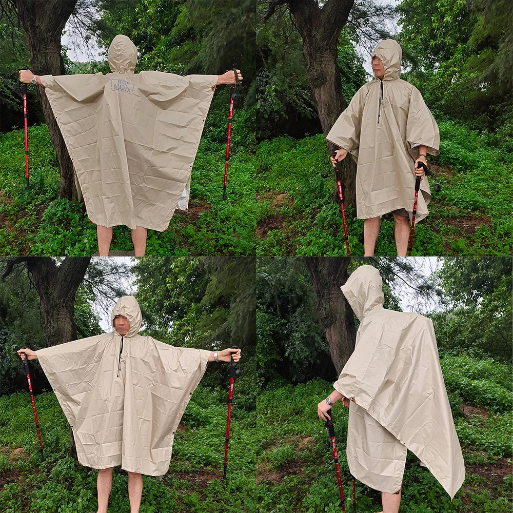 3 in1 Outdoor Unisex Waterproof Poncho Ultralight Hiking Rainwear Trekking Camping Rain Gear for Backpacker Hiker
