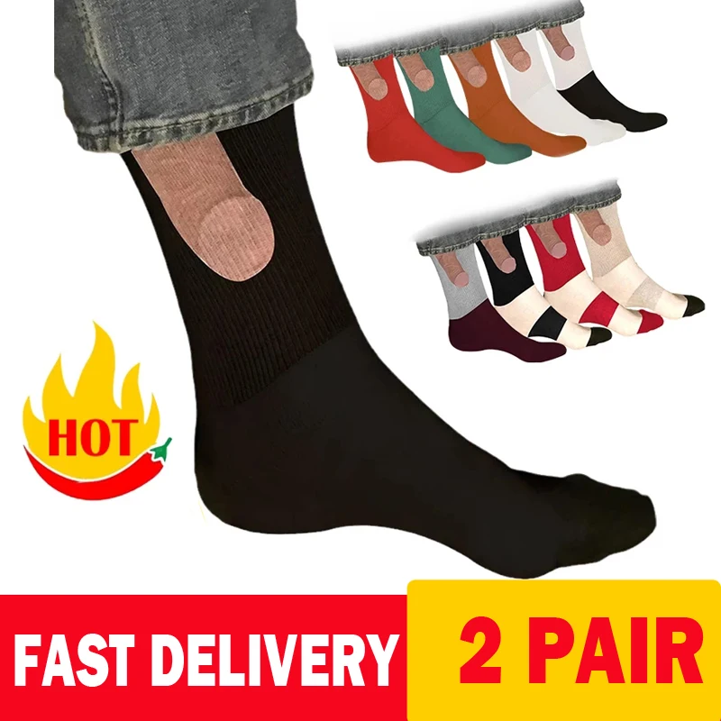 2 Pair Show Off Funny Penis Socks for Men and Women Novelty Christmas Gift Socks Penis Printing